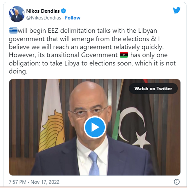 وزير الخارجية اليوناني مع رئيس مجلس النواب الليبي
