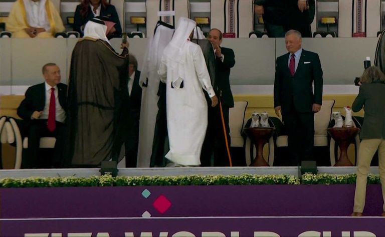 جانب من المقصورة الخاصة بالقادة في حفل افتتاح كأس العالم بقطر