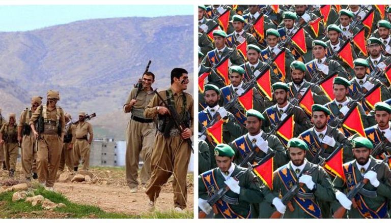 عناصر من الحرس الثوري الإيراني ومسلحون أكراد - أرشيفية