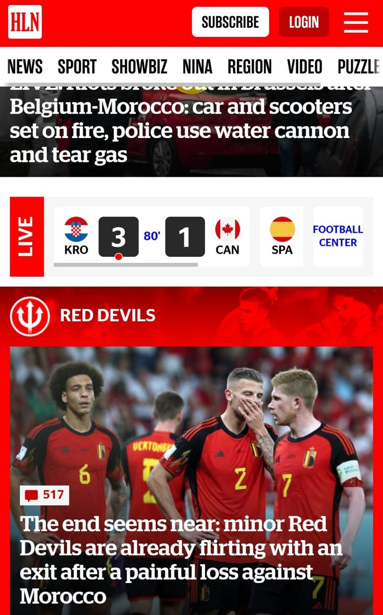 ماذا قالت صحف بلجيكا بعد الخسارة من المغرب؟ حسرة منتخب بلجيكا بعد الخسارة من المغرب