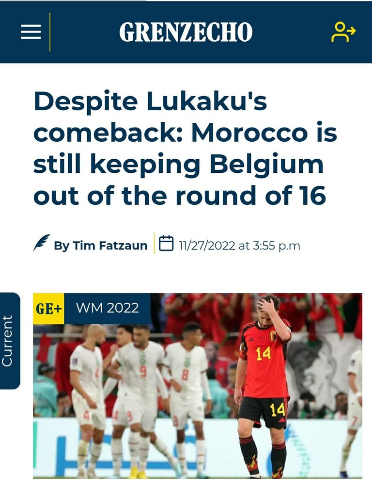 ماذا قالت صحف بلجيكا بعد الخسارة من المغرب؟ حسرة منتخب بلجيكا بعد الخسارة من المغرب