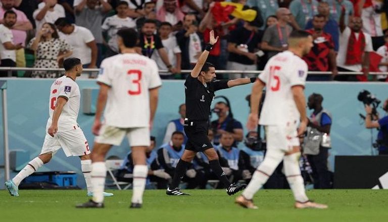 من مباراة المغرب وبلجيكا في كأس العالم 2022