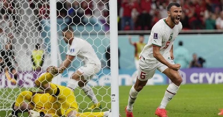 من مباراة المغرب وبلجيكا في كأس العالم 2022