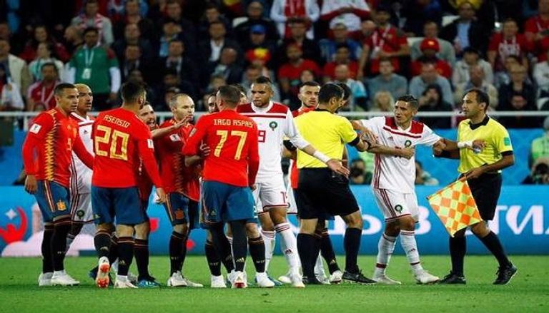 من مباراة المغرب ضد إسبانيا في كأس العالم 2018