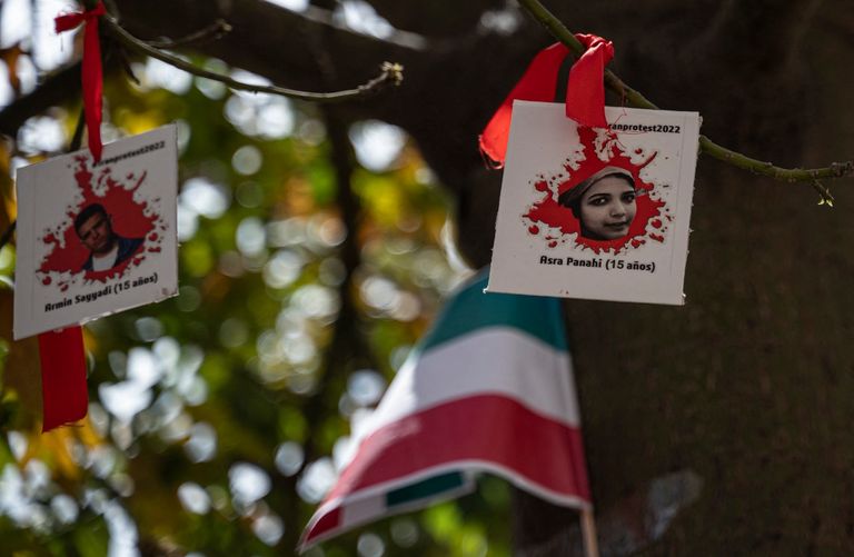 جانب من احتجاجات إيران (أ ف ب)