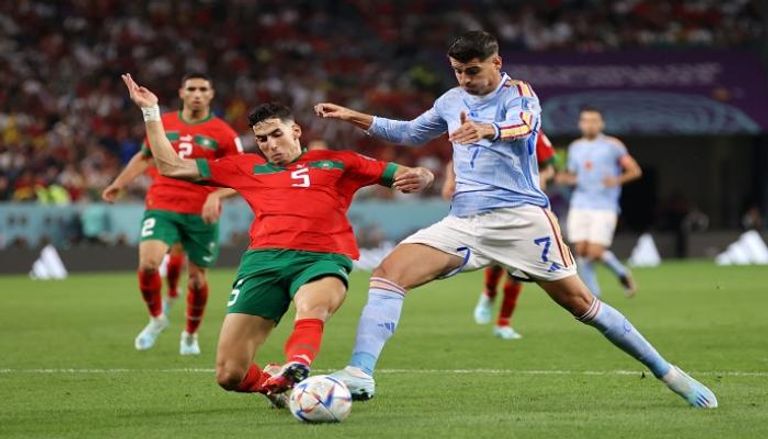 من مباراة المغرب وإسبانيا في كأس العالم 2022