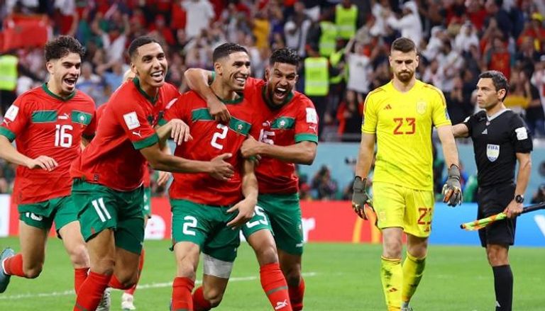 احتفالات لاعبي المغرب