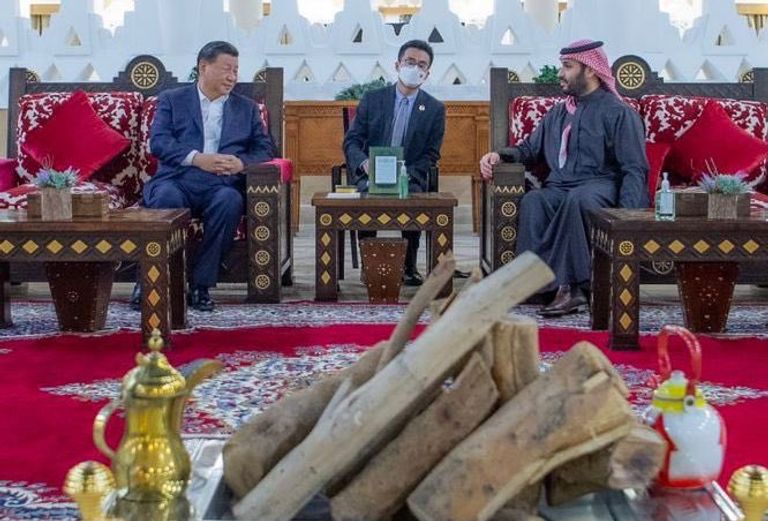 الأمير محمد بن سلمان مع الرئيس الصيني في قصر العوجا