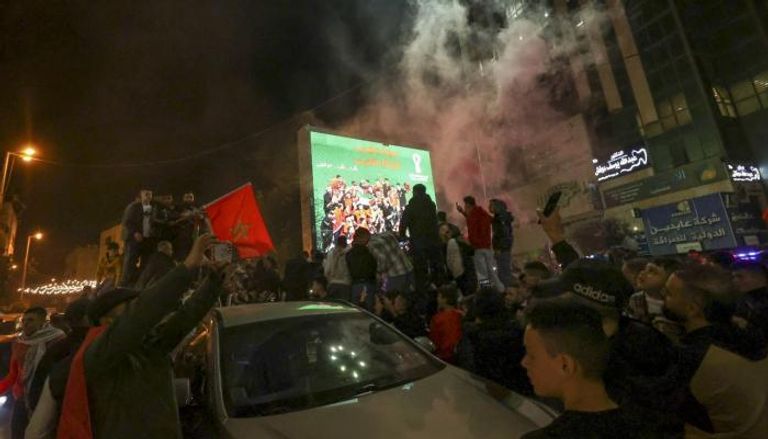 احتفالات عارمة بفوز المغرب على البرتغال في المونديال
