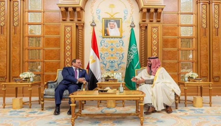جانب من لقاء ولي العهد السعودي والرئيس المصري