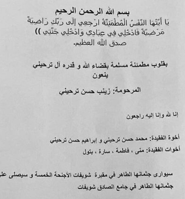 زينة ترحيني- أرشيفية