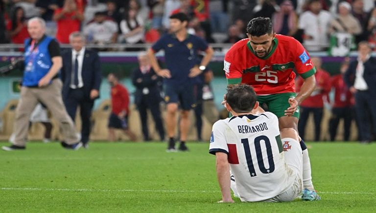 اللاعب البرتغالي كريستيانو رونالد لحظة إعلان فوز المغرب على البرتغال