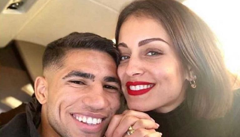 أشرف حكيمي نجم منتخب المغرب وزوجته أشرف حكيمي نجم منتخب المغرب في كأس العالم 2022