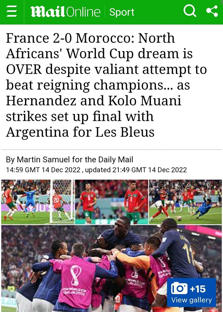 صحيفة "ديلي ميل" منتخب المغرب يودع حلم التتويج بكأس العالم