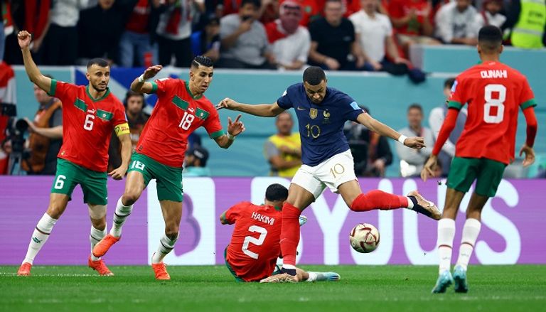 من مباراة المغرب وفرنسا في نصف نهائي كأس العالم 2022 منتخب المغرب في كأس العالم 2022