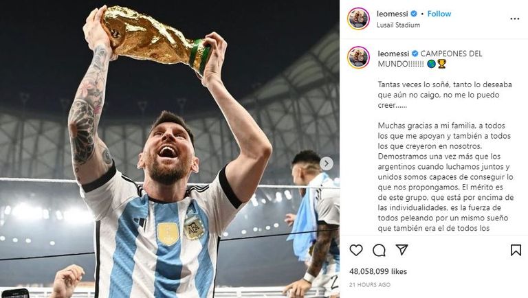 منشور ميسي كريستيانو رونالدو وليونيل ميسي