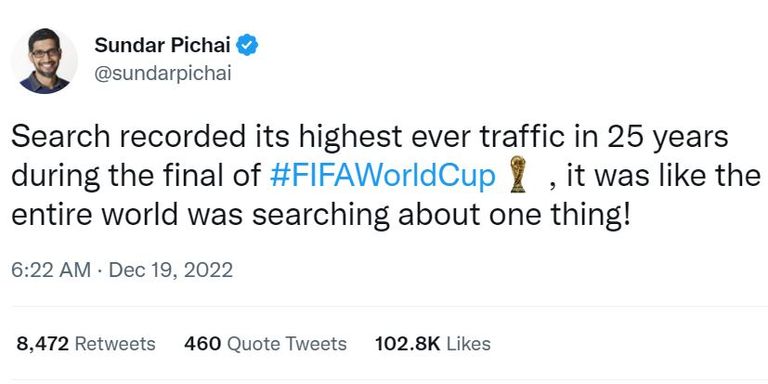 ميسي لاعب الأرجنتين وساندر بيتشاي الرئيس التنفيذي لغوغل