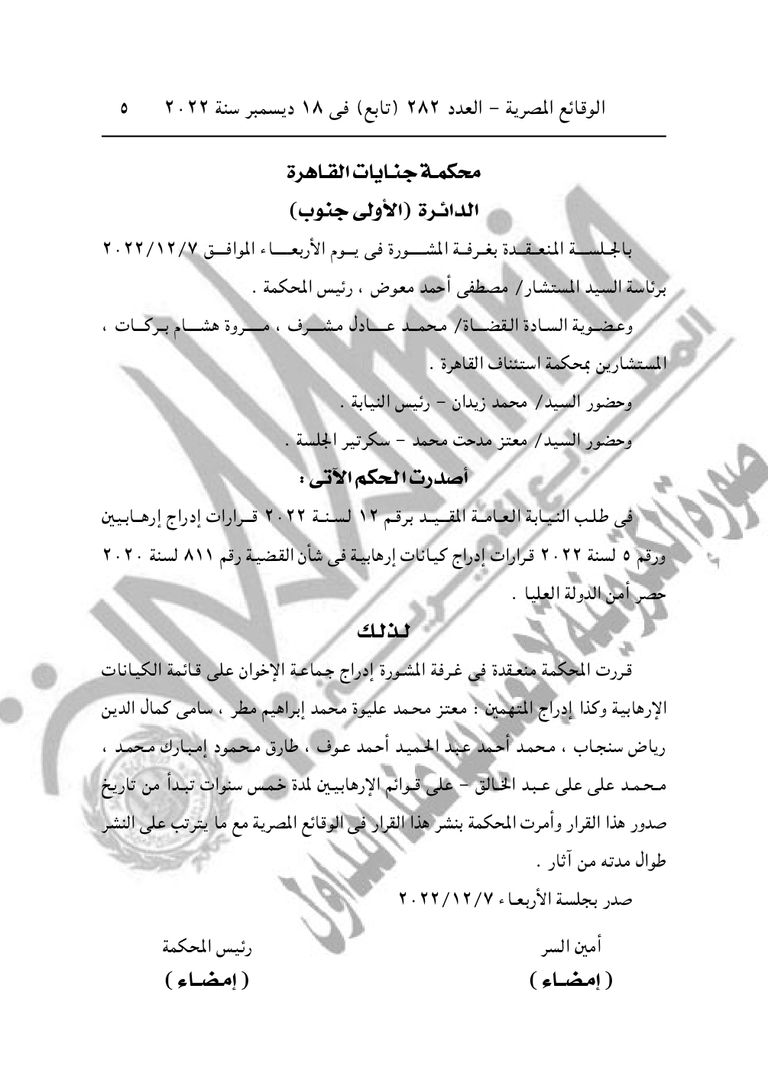 إدراج معتز مطر ومحمد علي على قوائم الإرهاب