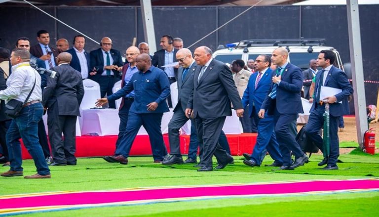 شكري خلال كلمته بتدشين ملء بحيرة سد جوليوس نيريري بتنزانيا