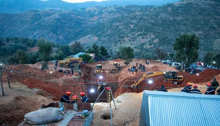 جانب من عملية إنقاذ الطفل المغربي ريان