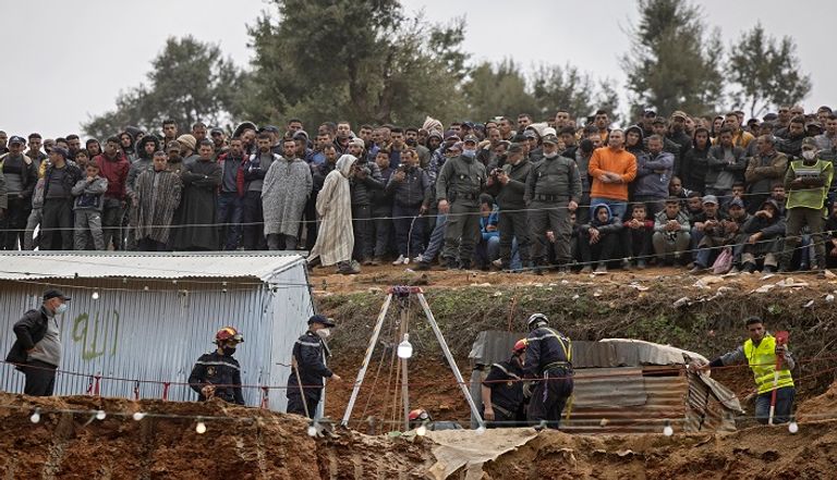 جانب من عمليات إنقاذ الطفل ريان