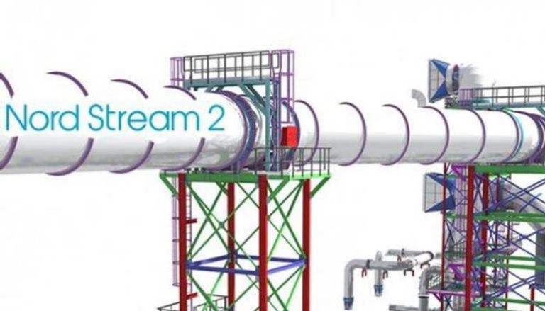 خريطة مرسومة لخط أنابيب نورد ستريم 2 من روسيا إلى ألمانيا