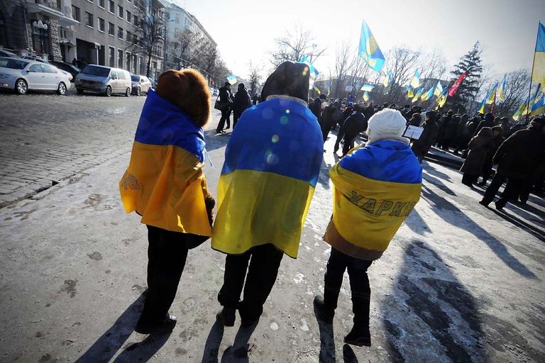 احتجاجات في أوكرانيا ضد التحركات الروسية على الحدود