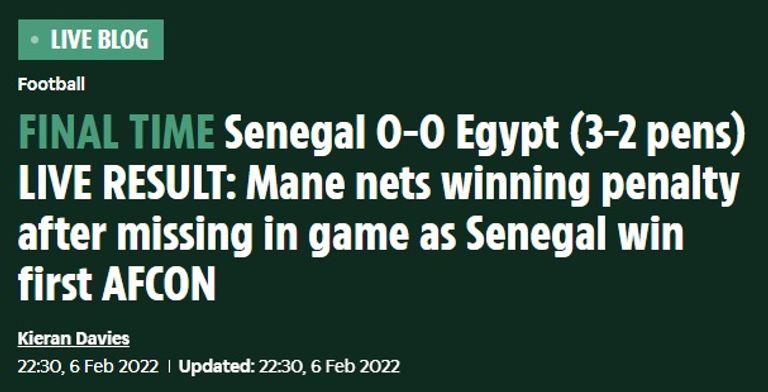 ساديو ماني بعد نهائي كأس أمم أفريقيا