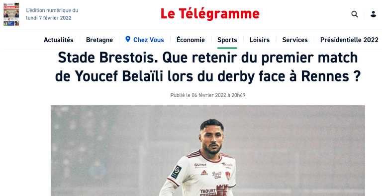 يوسف بلايلي لاعب بريست الفرنسي