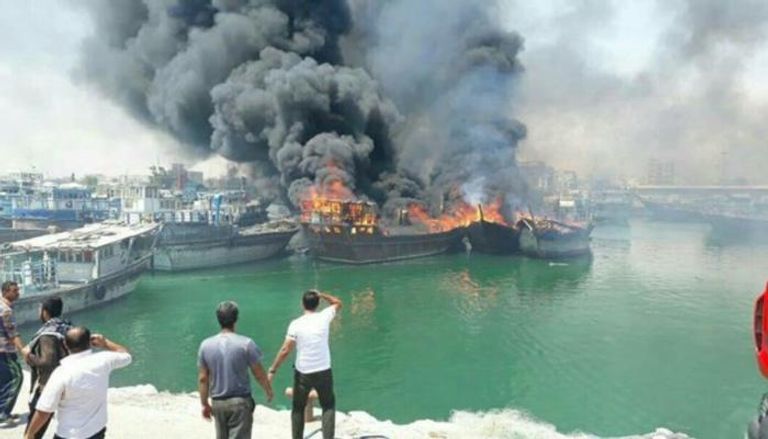 حريق في سفن إيرانية