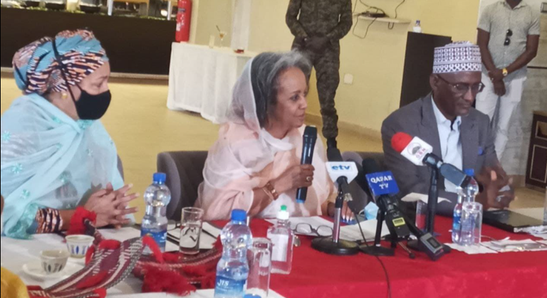 الرئيسة الإثيوبية سهلي ورق والمسؤولة الأممية أمينة محمد