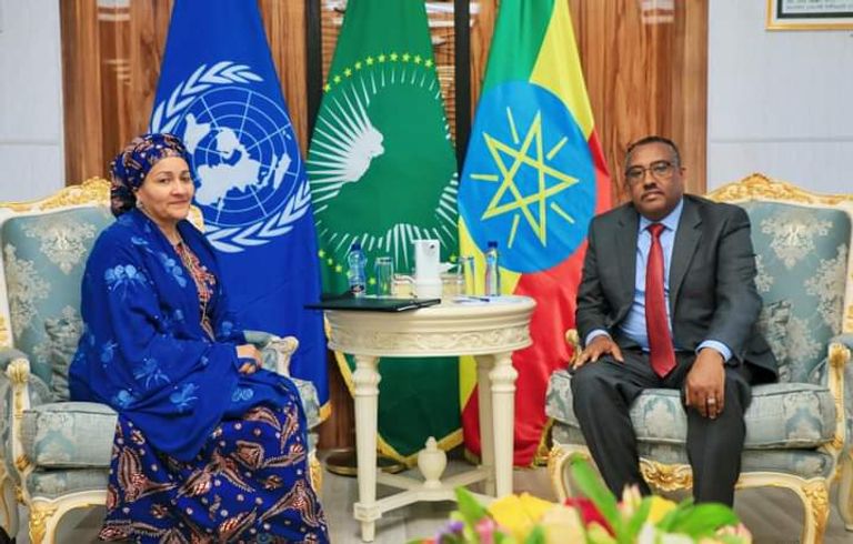 الرئيسة الإثيوبية سهلي ورق والمسؤولة الأممية أمينة محمد