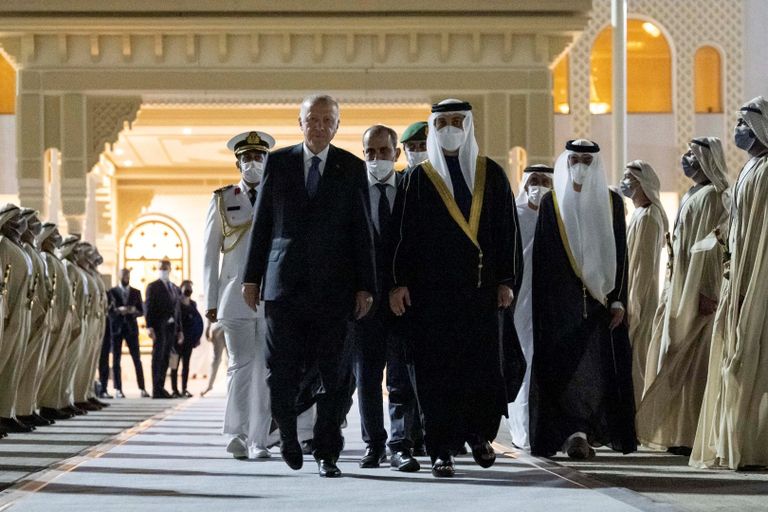 الرئيس التركي رجب طيب أردوغان والشيخ منصور بن زايد آل نهيان