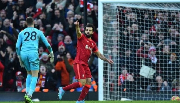 محمد صلاح يحتفل بهدفه في نوريتش سيتي