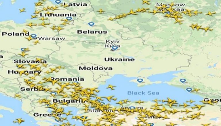 أحدث صورة للمجال الجوي الأوكراني