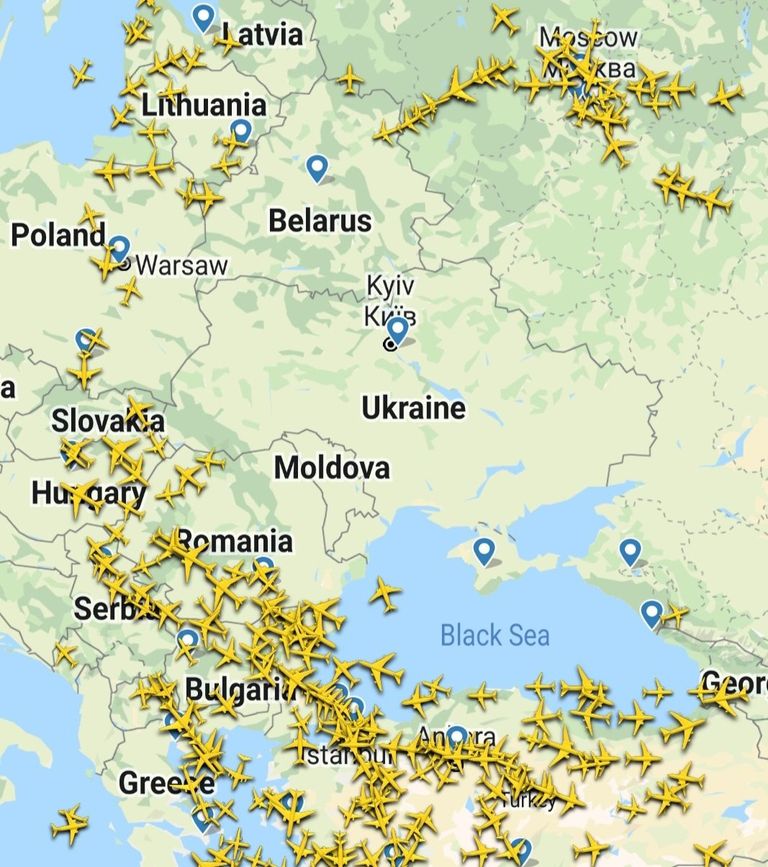 أحدث صورة للمجال الجوي الأوكراني أحدث صورة للمجال الجوي الأوكراني