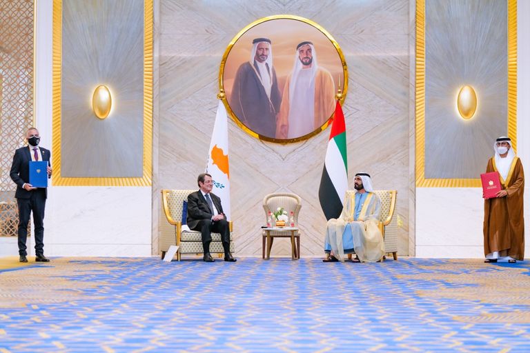 الشيخ محمد بن راشد آل مكتوم يستقبل الرئيس القبرصي 