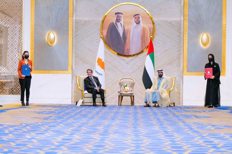 الشيخ محمد بن راشد آل مكتوم يستقبل الرئيس القبرصي 