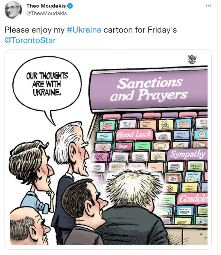 كاريكاتير ساخر من موقف الغرب من الأزمة الأوكرانية