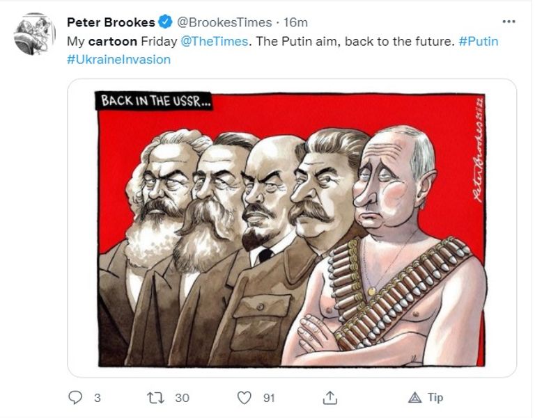 كاريكاتير ساخر من موقف الغرب من الأزمة الأوكرانية