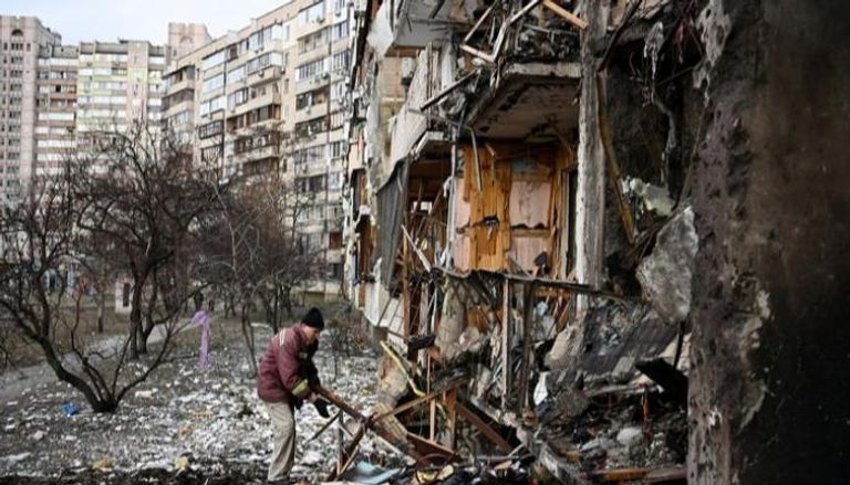 آثار استهداف العاصمة الأوكرانية كييف - أرشيفية