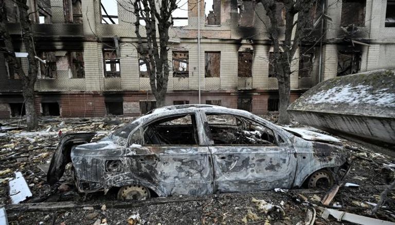 آثار القصف على العاصمة كييف
