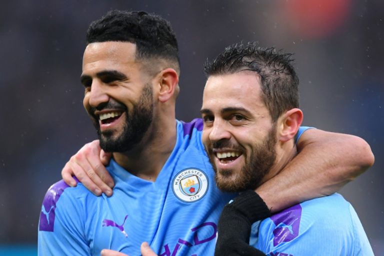 برناردو سيلفا ورياض محرز نجما مانشستر سيتي رياض محرز نجم مانشستر سيتي