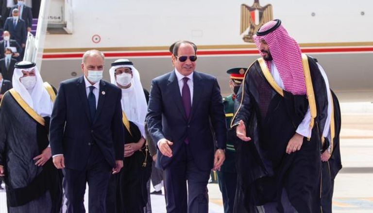 ولي العهد السعودي الأمير محمد بن سلمان خلال استقباله الرئيس المصري عبدالفتاح السيسي