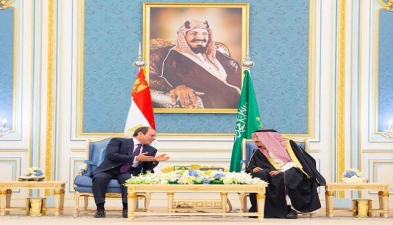 جانب من لقاء العاهل السعودي والرئيس المصري