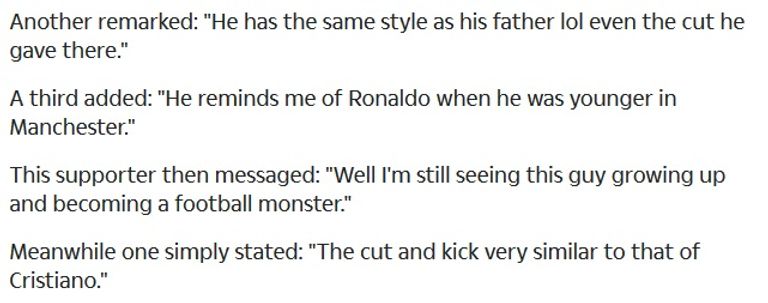 تغريدات عن كريستيانو جونيور