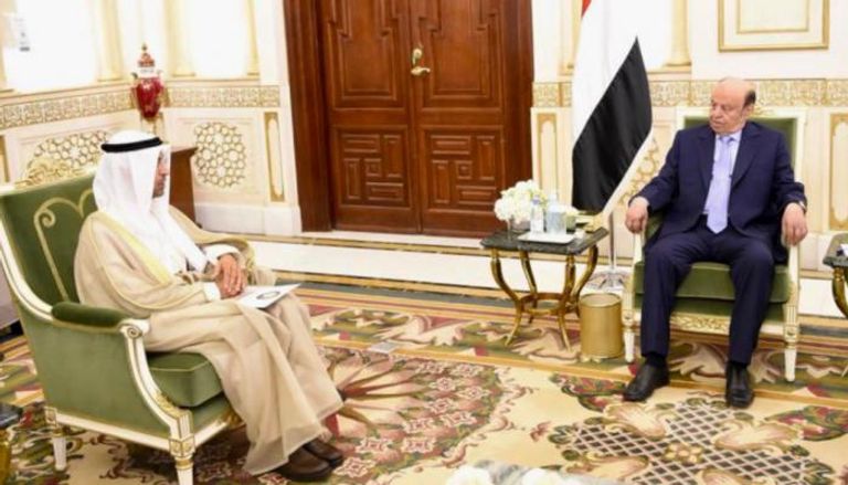 جانب من لقاء الرئيس اليمني وأمين عام مجلس التعاون الخليجي