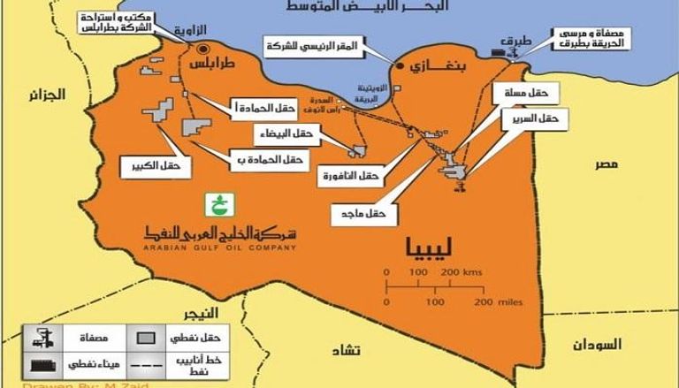 خريطة آبار ليبيا 