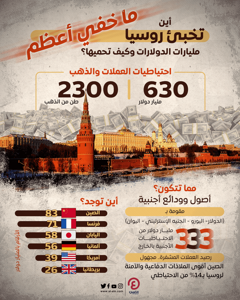 إنفوجراف.. أين تخبئ روسيا مليارات الدولارات