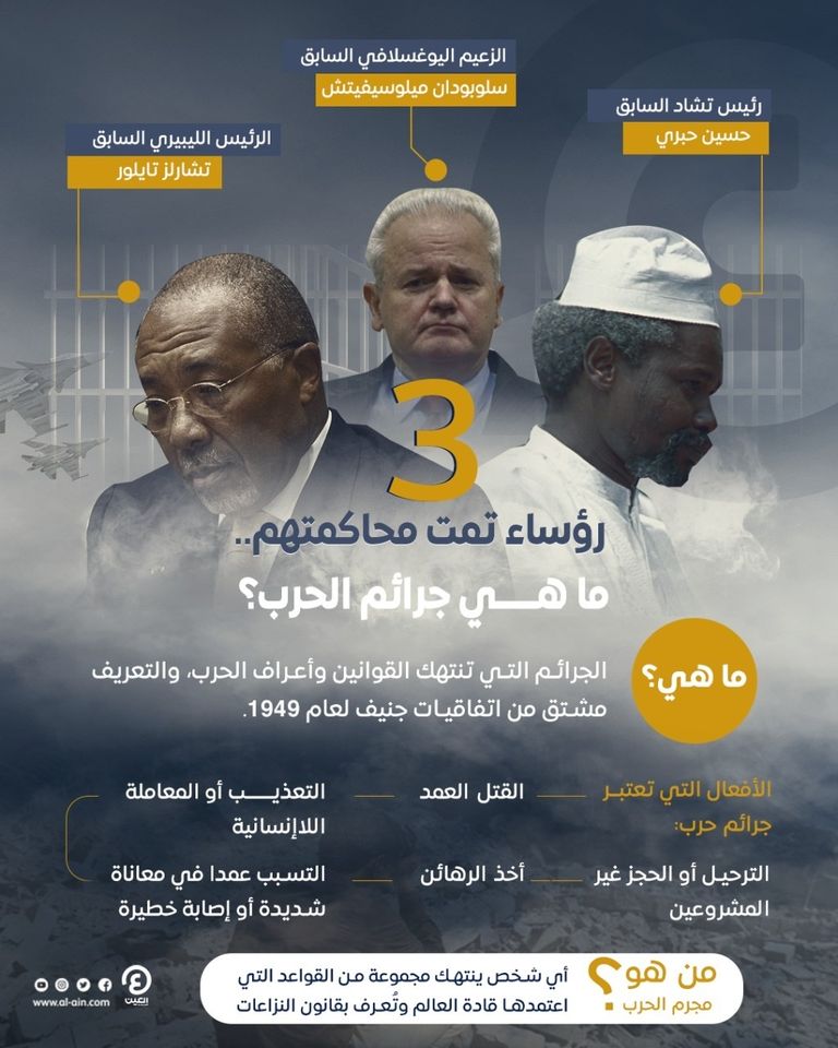 3 رؤساء تمت محاكمتهم.. ما هي جرائم الحرب؟ 3 رؤساء تم محاكمتهم في جرائم حـرب